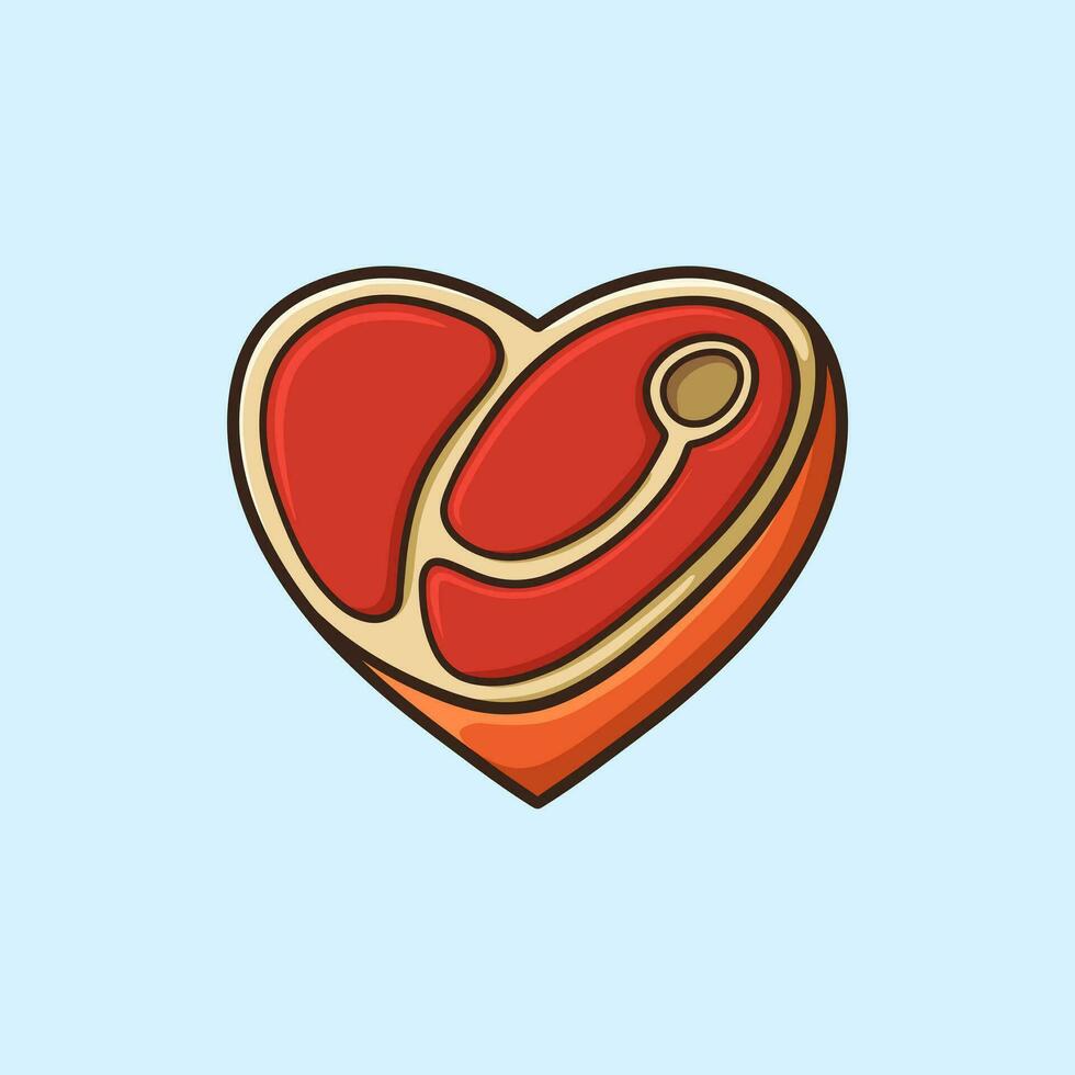 corazón conformado carne dibujos animados vector