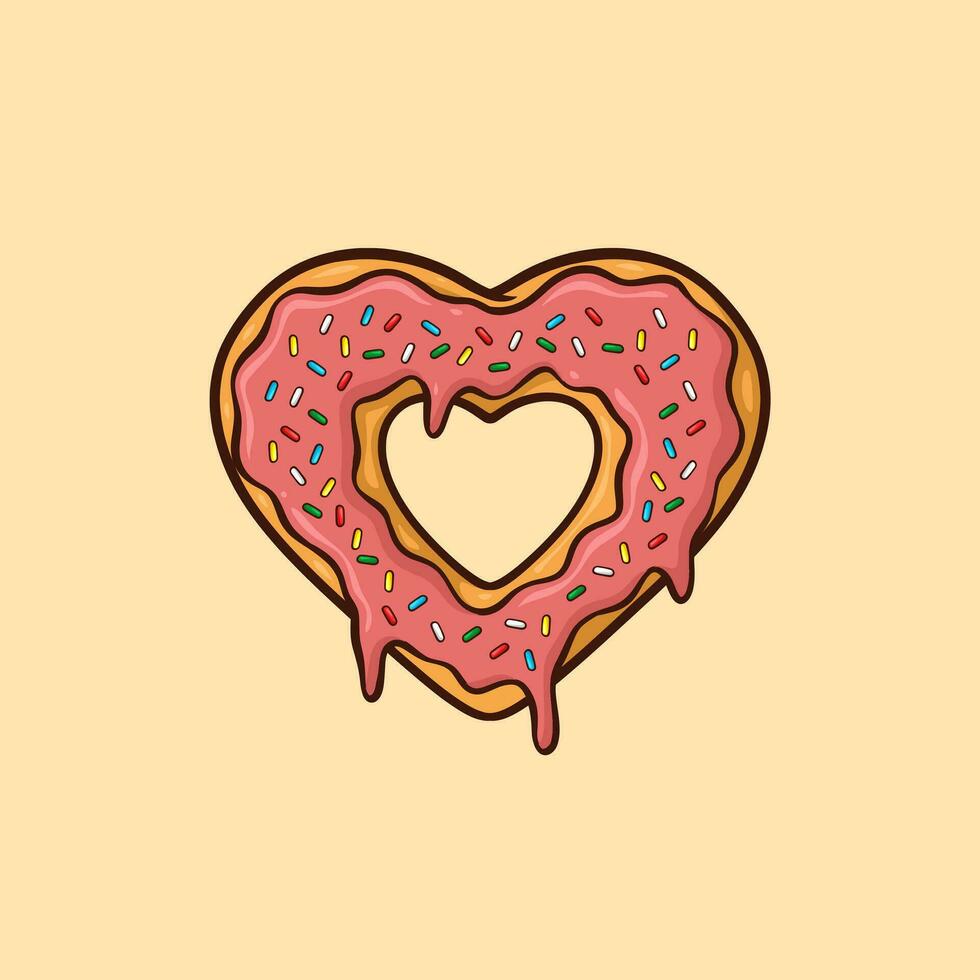 corazón conformado rosquilla dibujos animados vector