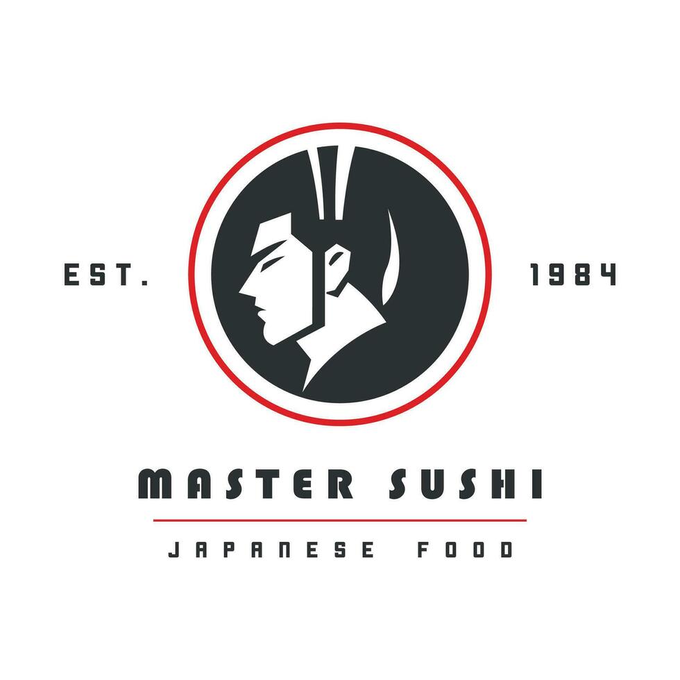 Sushi master vector logo, sushi logo for sushi restaurant Simple and minimal sushi logo vector Japanese restaurant. Pro sushi logo.