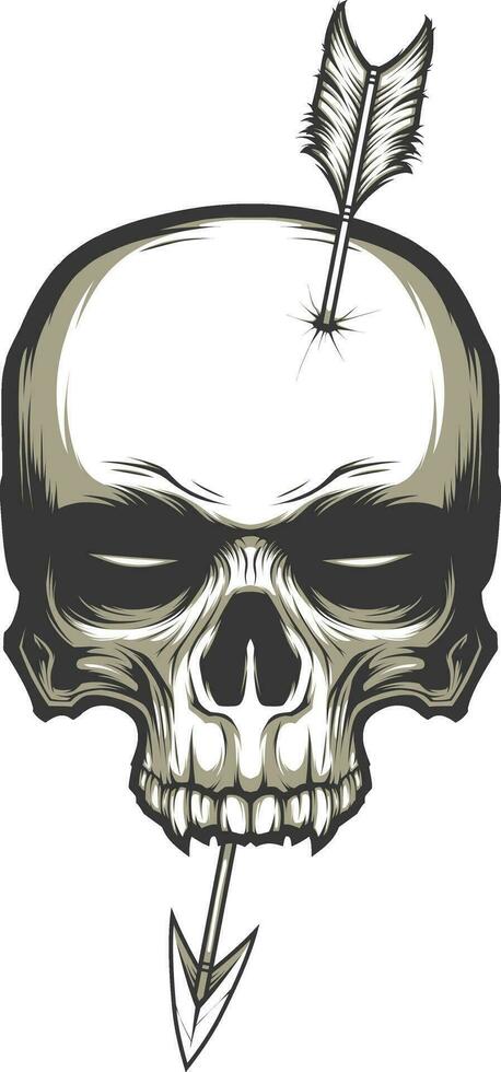 cráneo cabeza con flechas vector ilustración