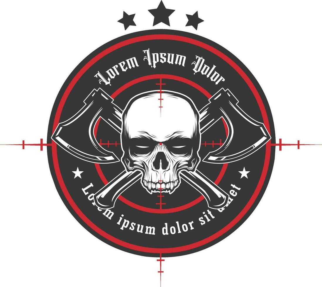 Skull head axe logo vector illustration