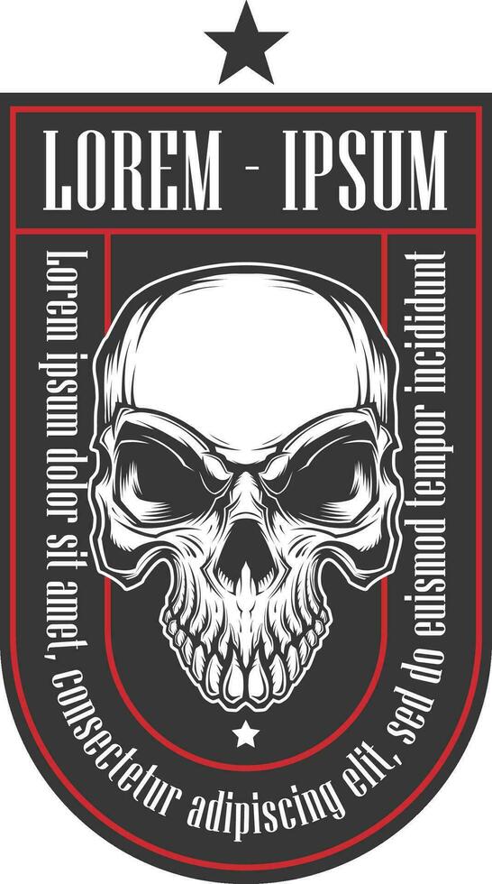 Skull  head emblem patch vector illustration