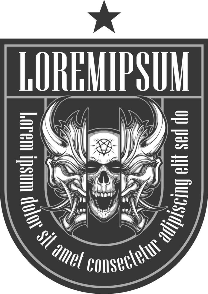 Oni mask emblem logo vector illustration