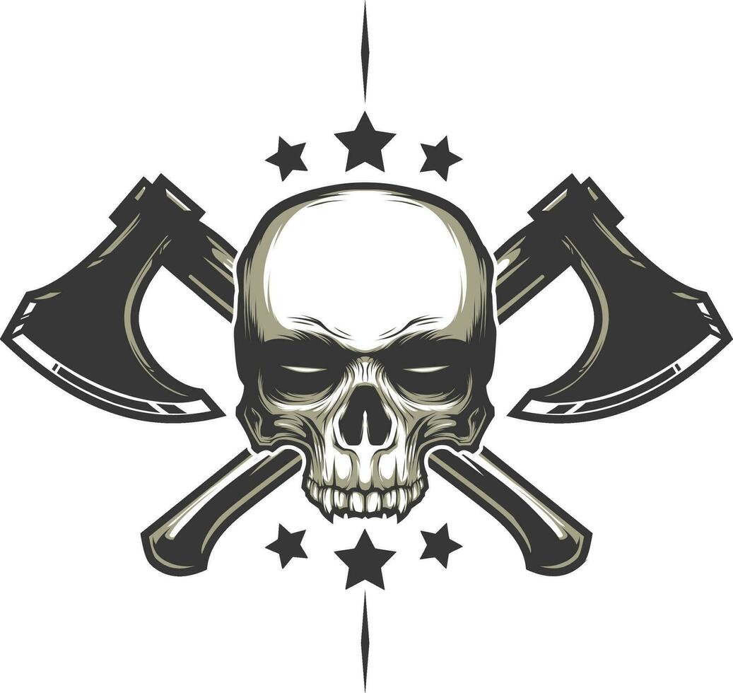 Skull vector logo with axe vector illustration