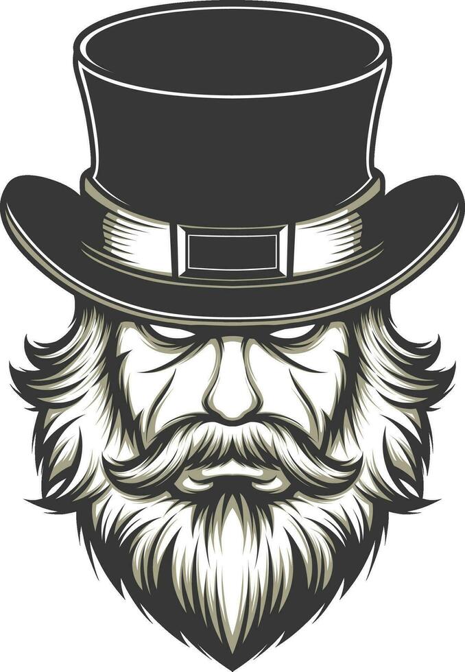 Beard man with hat vector illustration