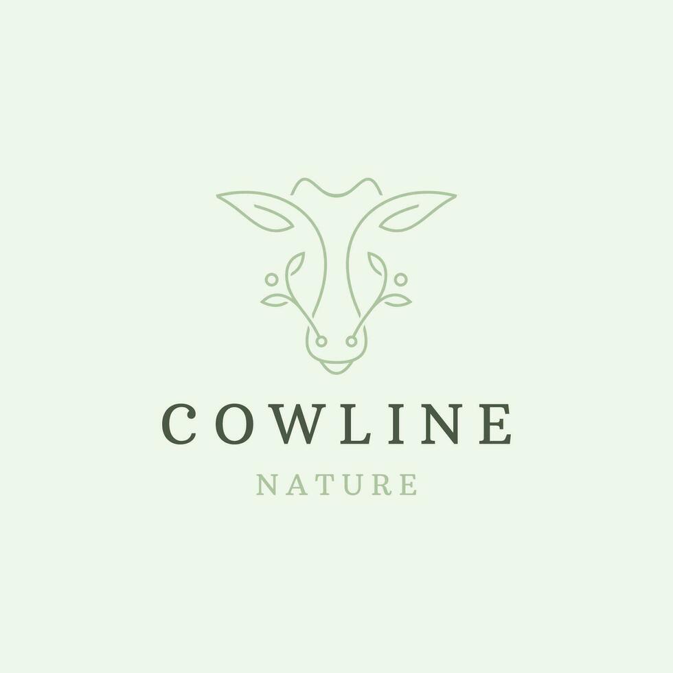 Cow leaf line logo icon design template vector