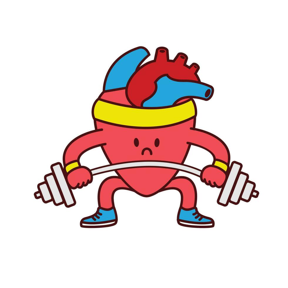 Hearth organ Cute workout mascot illustration vector