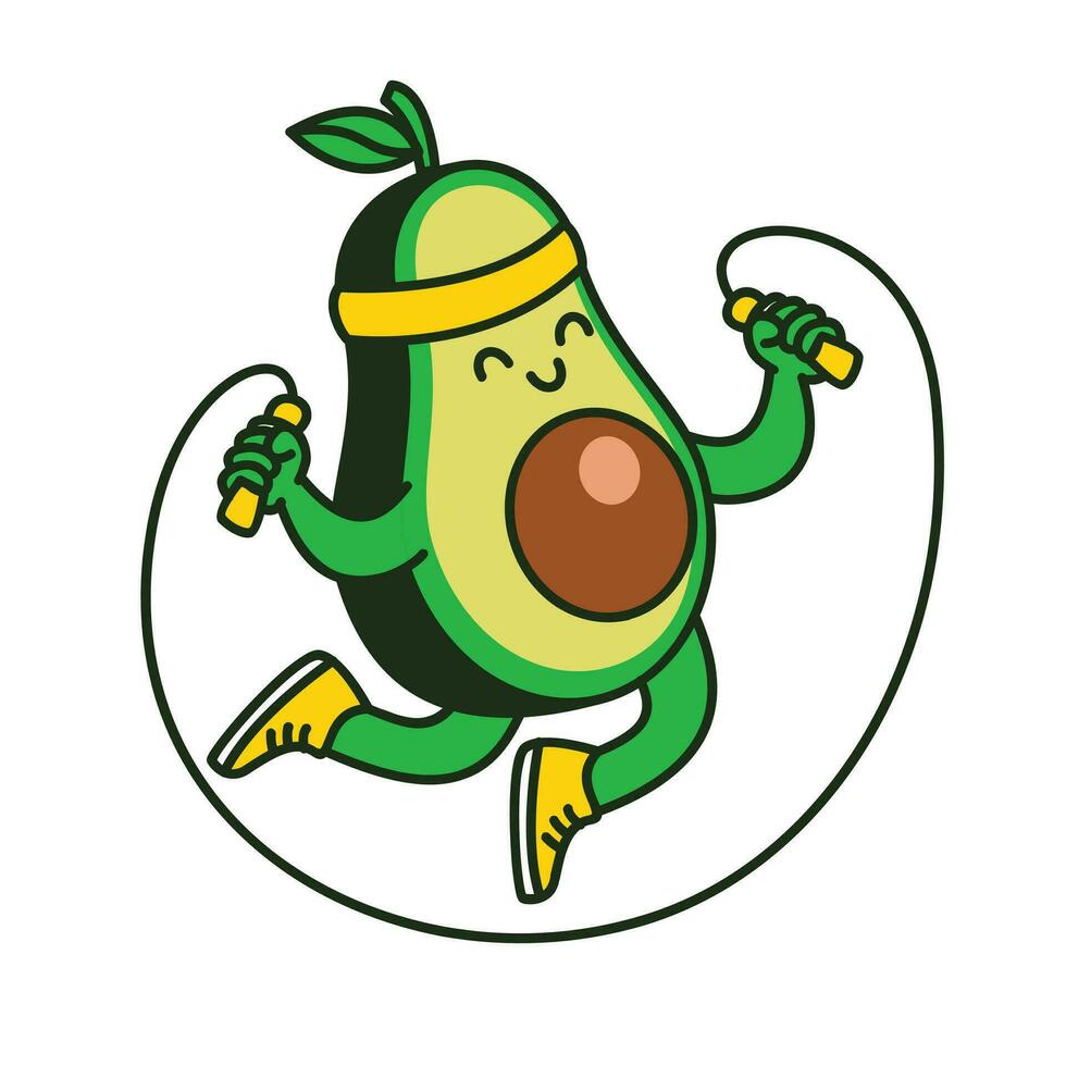 Avocado workout cute character illustration vector