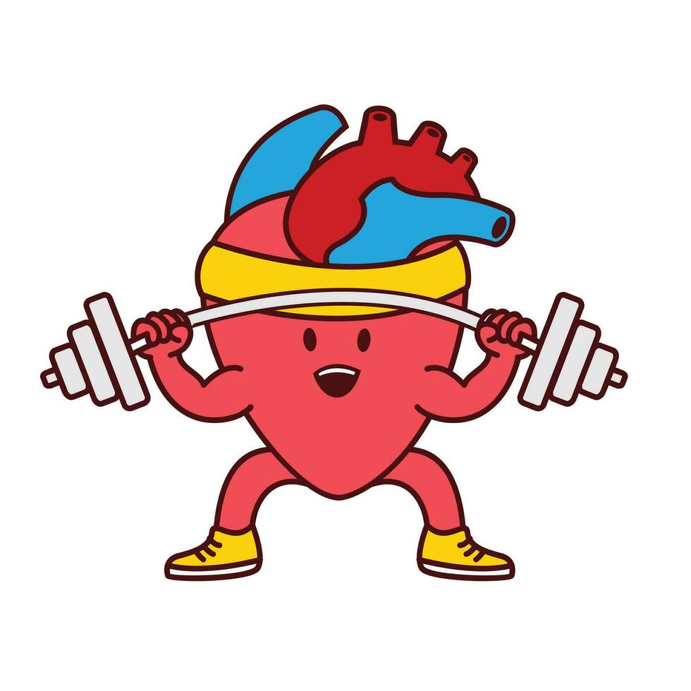 Hearth organ Cute workout mascot illustration vector