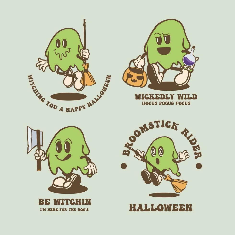 Halloween slime vintage cartoon vector