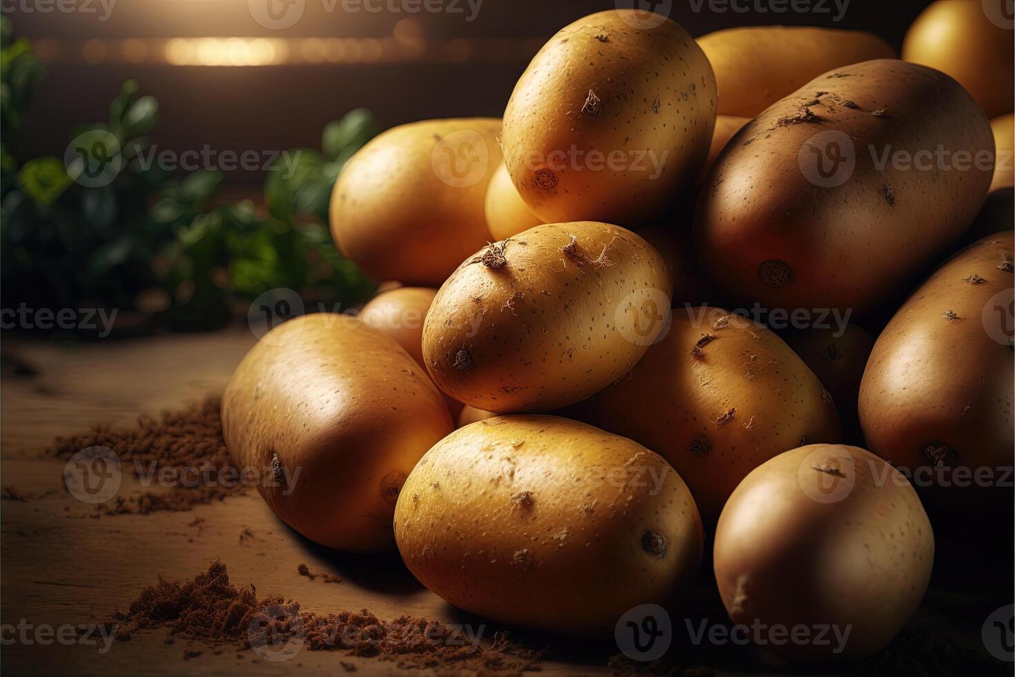 Generative AI, Close up Fresh Organic Whole Potato background. Farmers Market vegetable photo