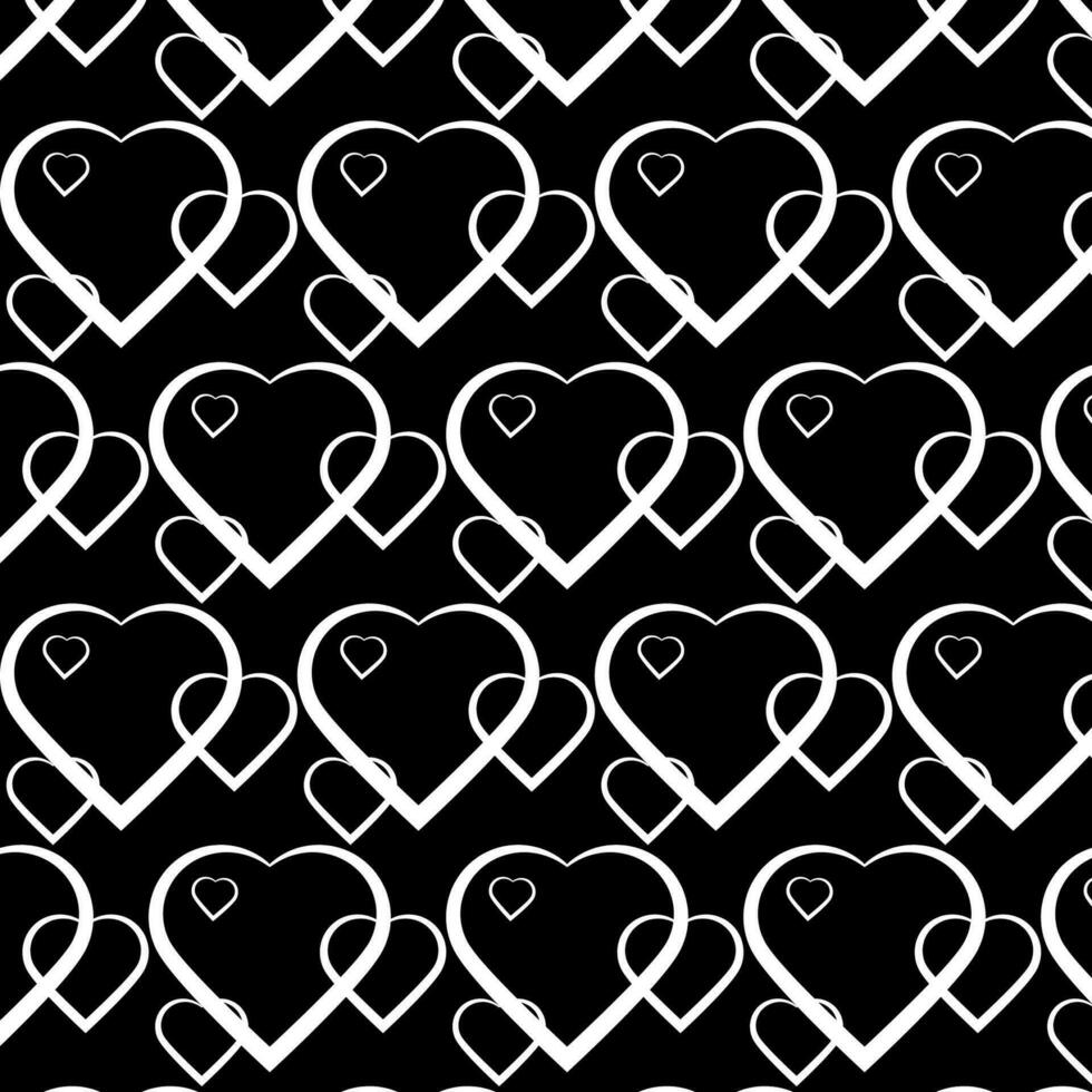Multicolored figures on a black background. Seamless pattern of iridescent holographic contours of hearts vector
