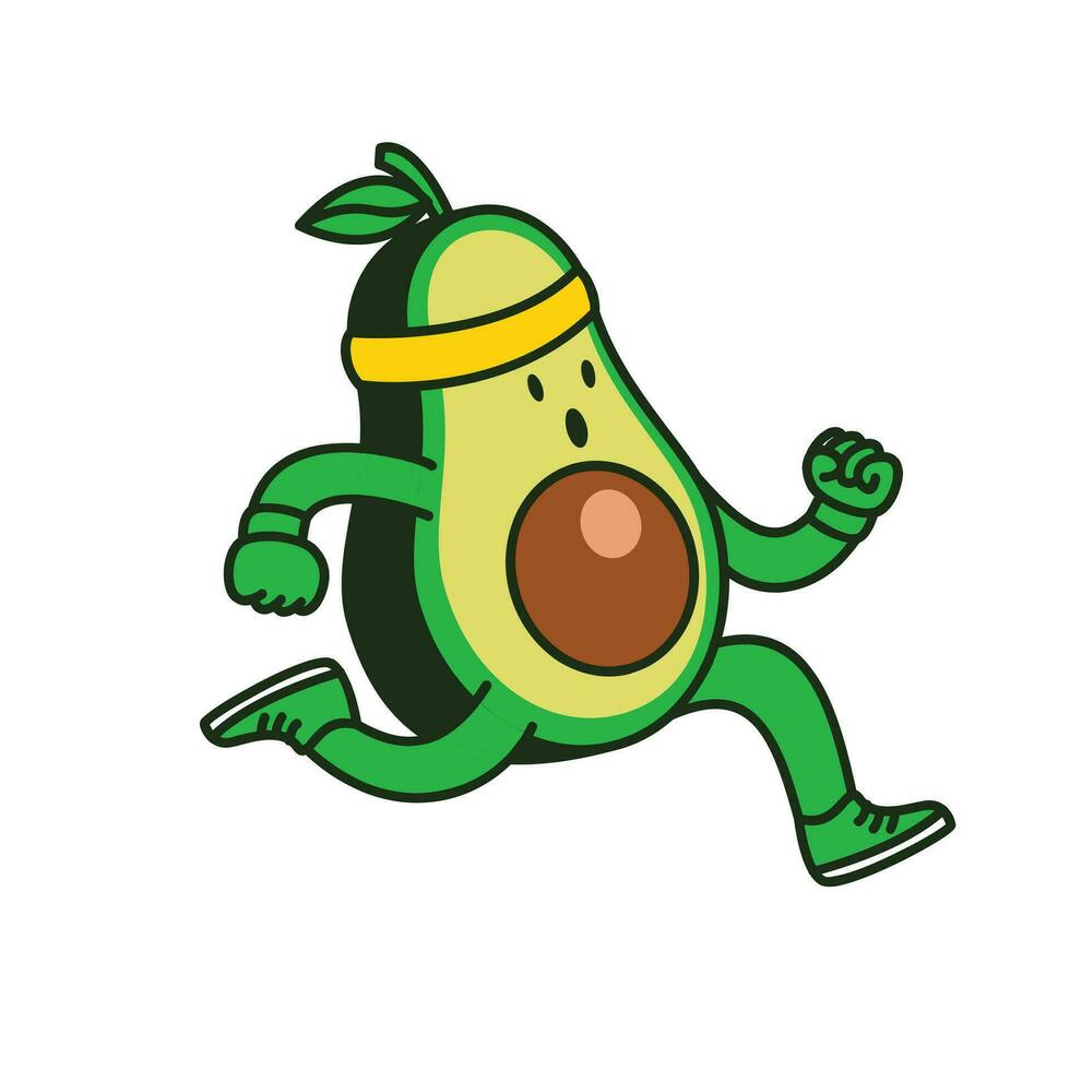 Avocado workout cute character illustration vector