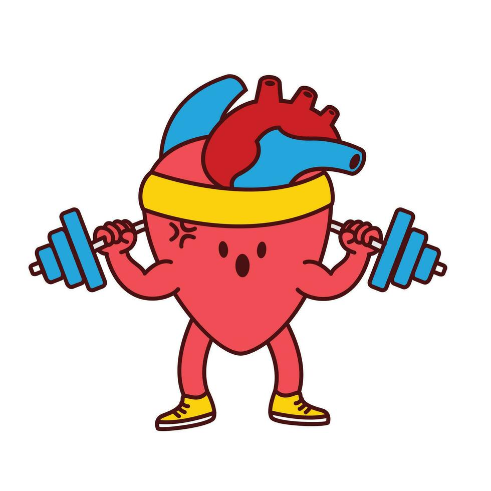 Hearth organ Cute workout mascot illustration vector