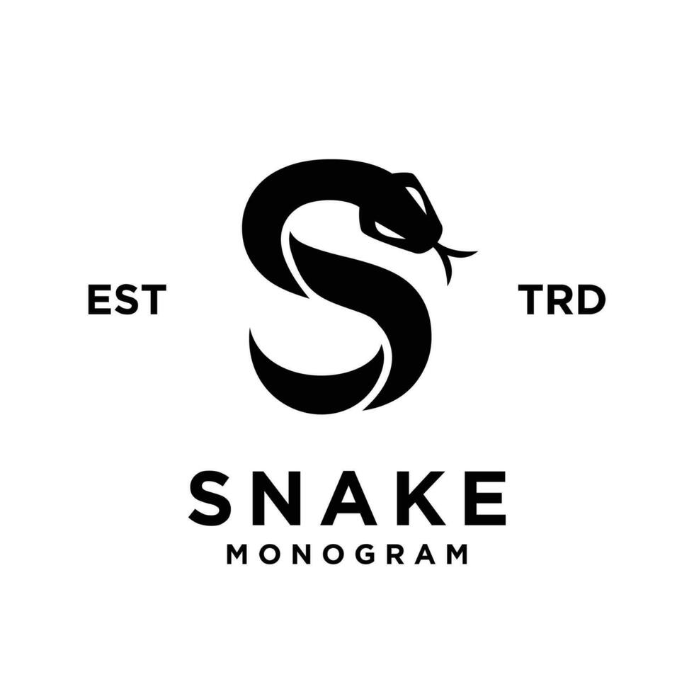 S Snake initial letter logo icon design vector