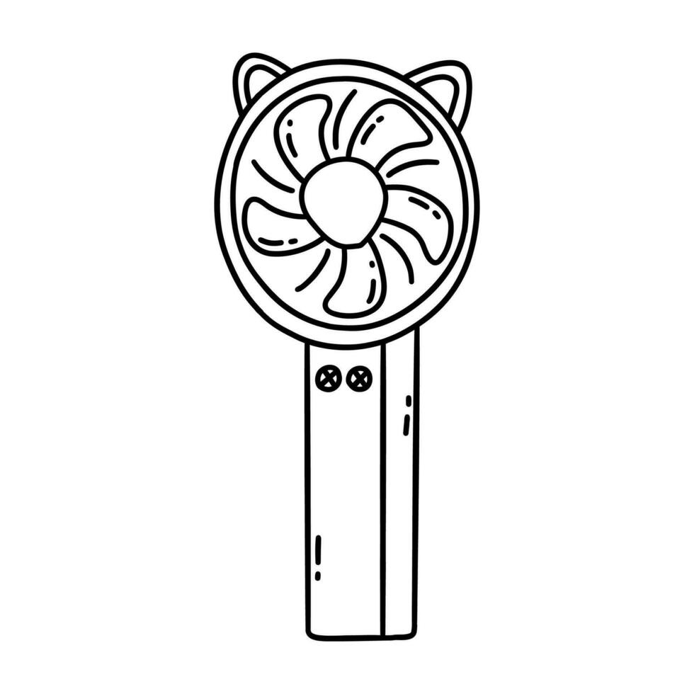 Small electrical fan with ears. Vector doodle