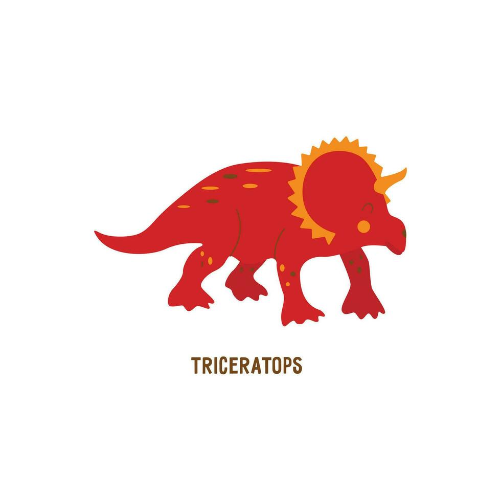Triceratops dinosaur. Animal vector hand drawn card