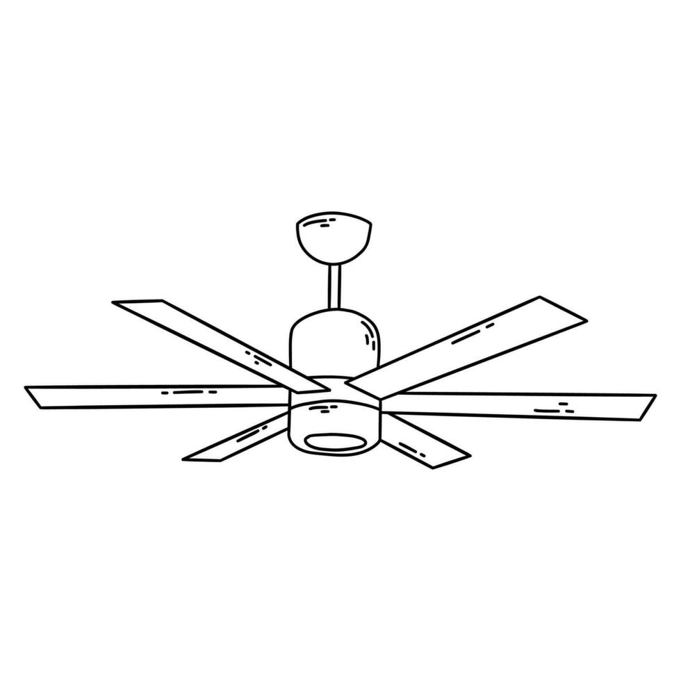 Ceiling fan black and white. Vector doodle