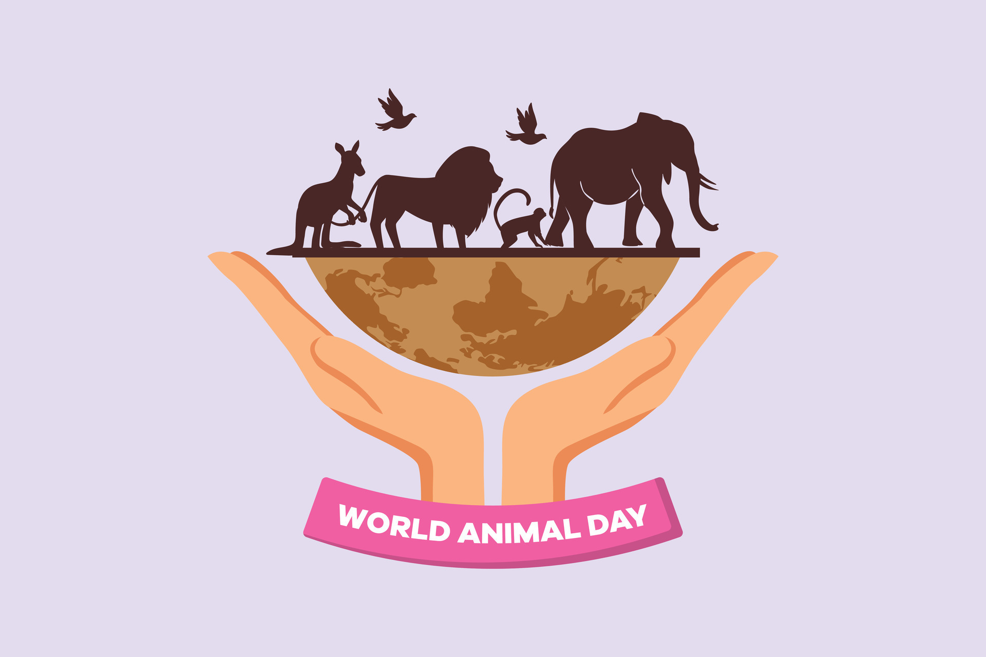 World Animal Day on October 4 concept. Colored flat vector illustration