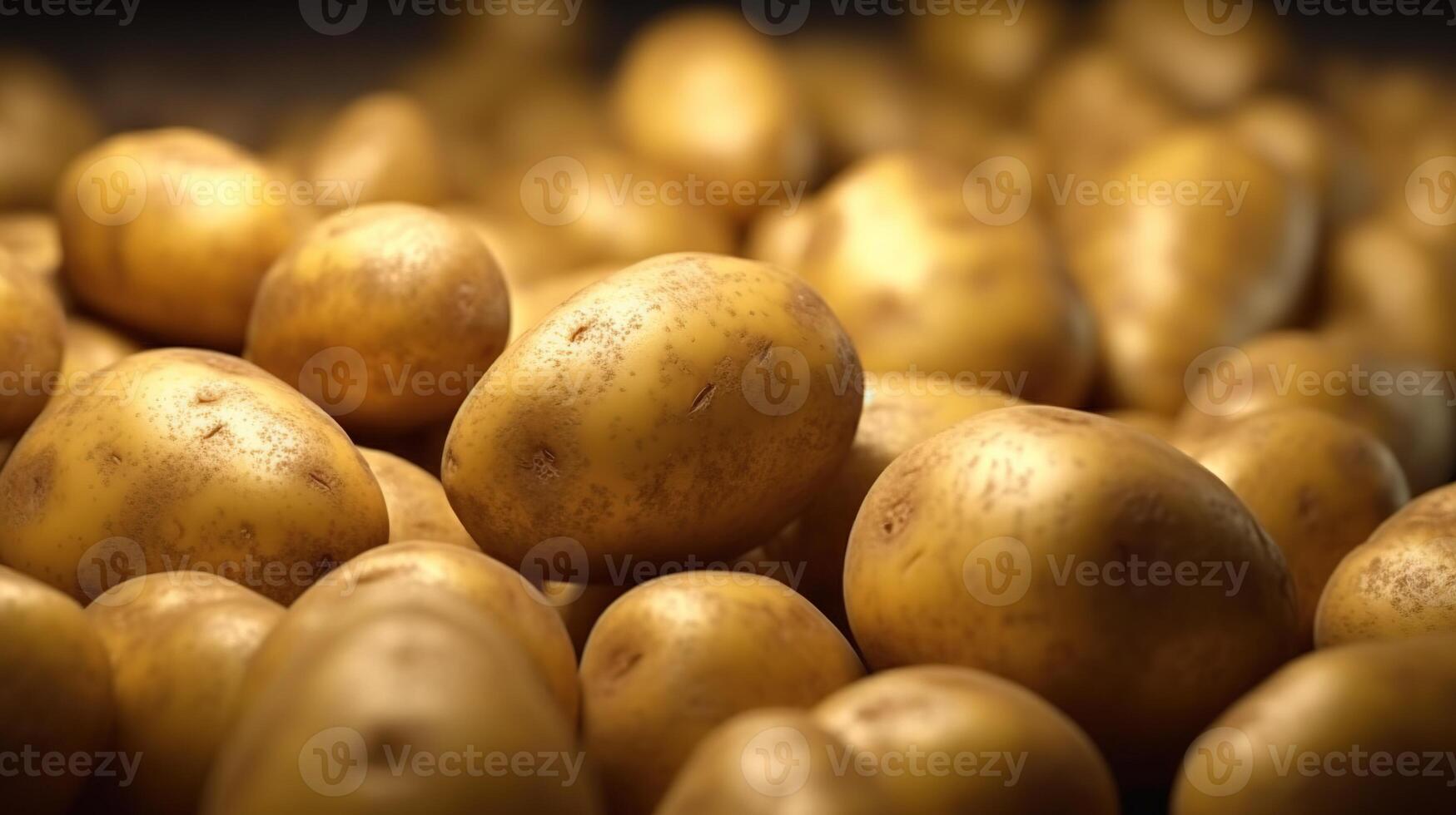 Generative AI, Close up Fresh Organic Whole Potato background. Farmers Market vegetable photo