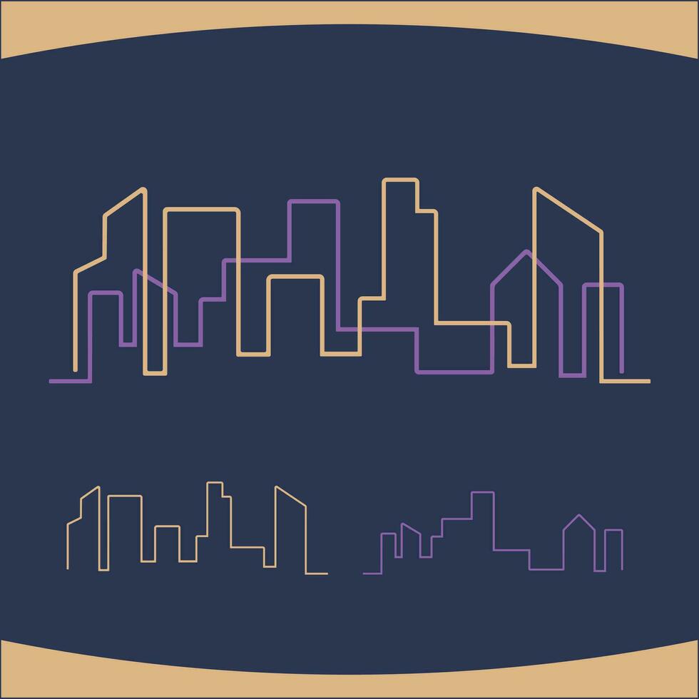 Skyline Buildings Skyscraper Line Art Lofi Logo Vector