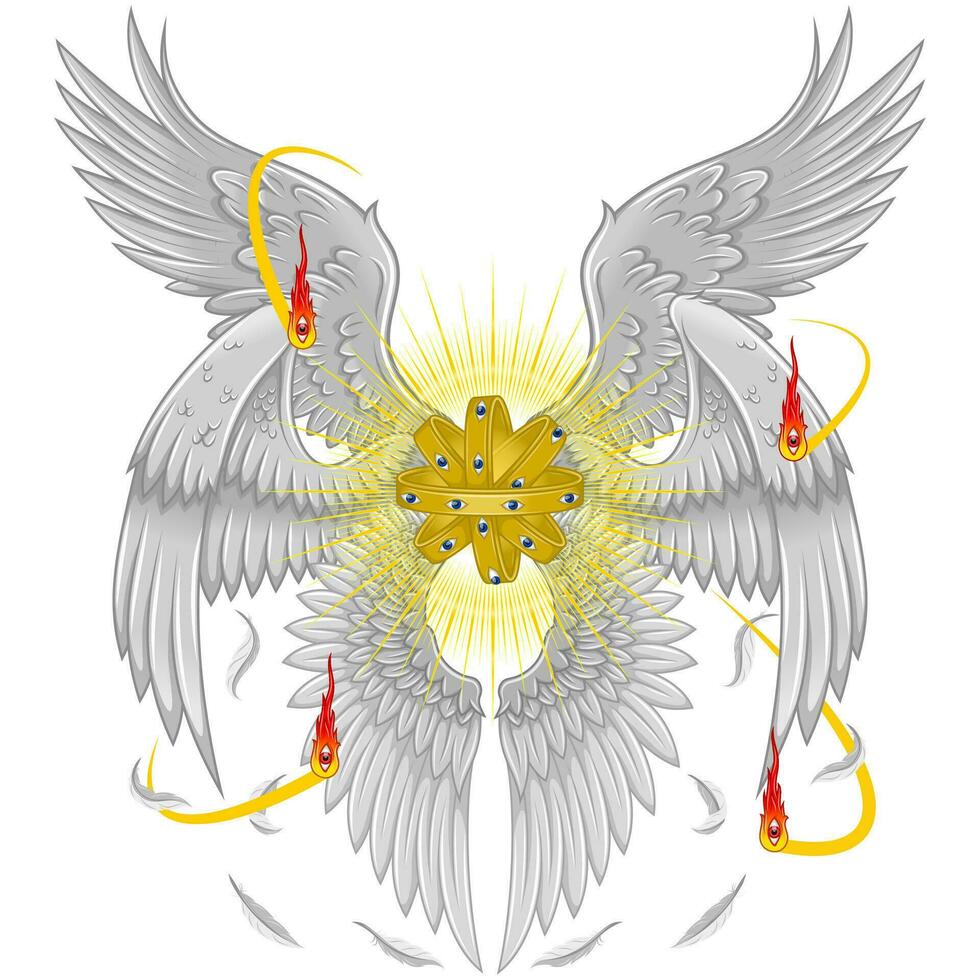 throne angel of christian theology with six wings vector