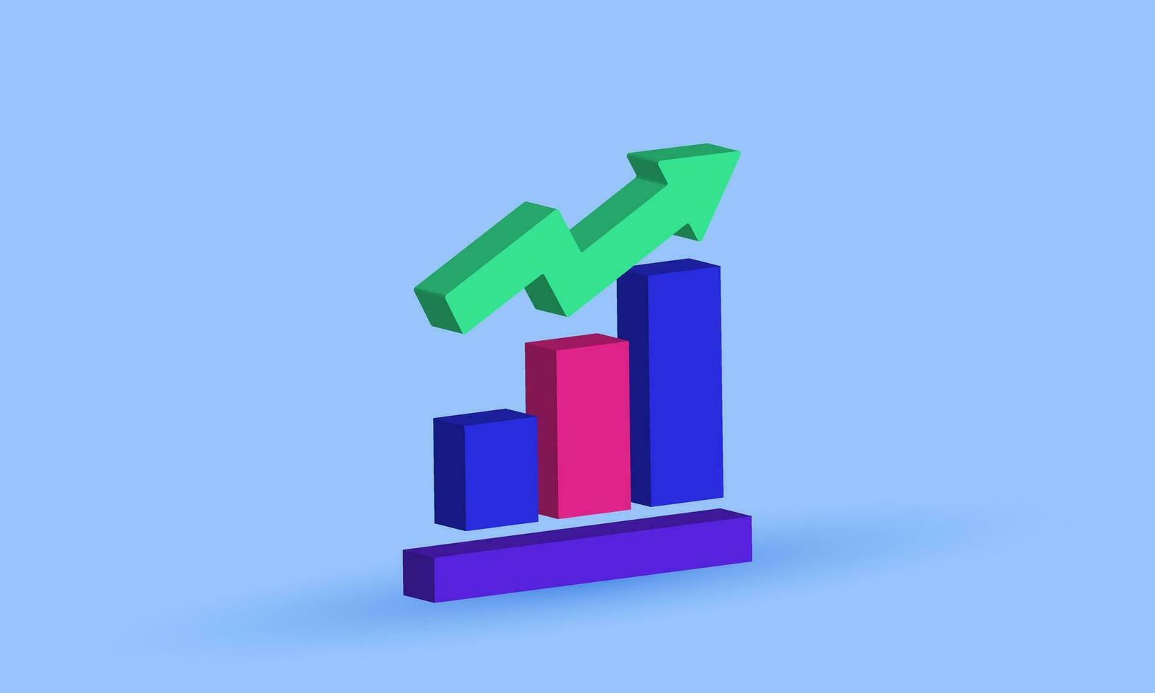 unique 3d style bar chart graph business growth icon trendy symbols isolated on background vector