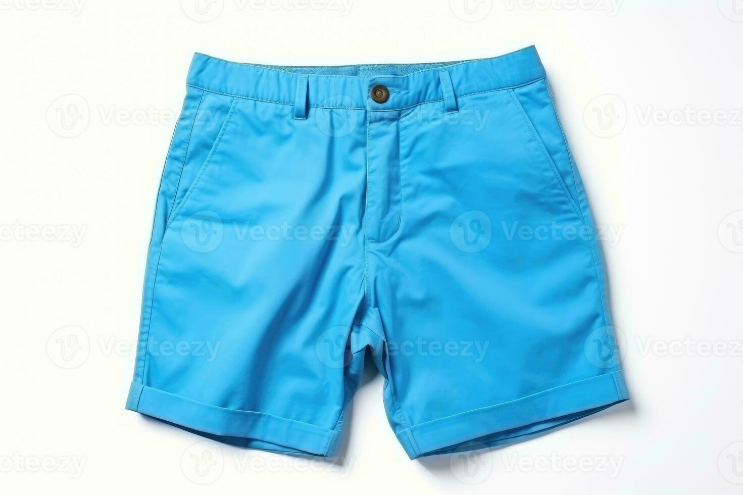 Blue summer shorts isolated on white background. Generative AI photo