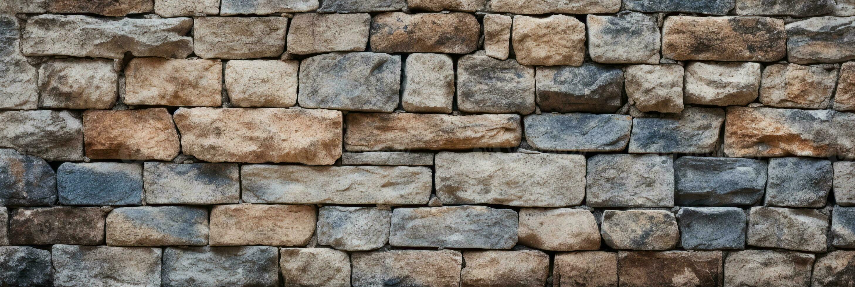Rustic stone wall, old stone texture, digital ai. photo