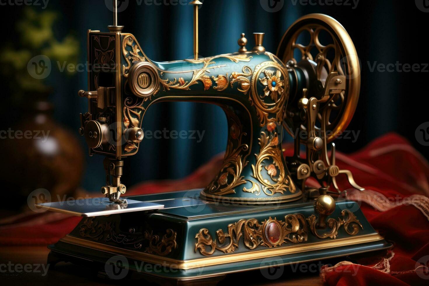 Vintage Sewing Machine. Generative AI photo