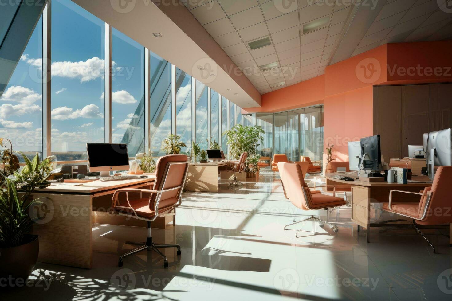 Modern Office interior design style. Generative AI photo