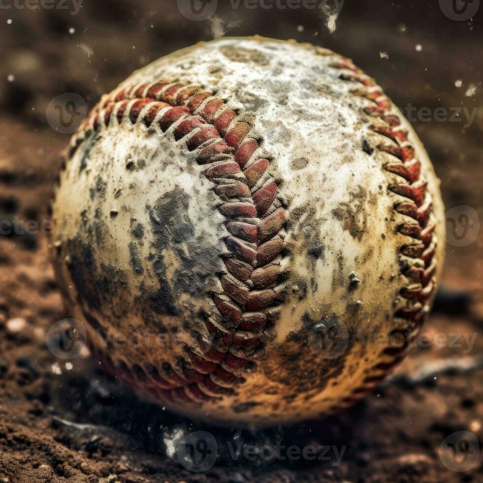 Dust in motion with baseball ball in action. Generative AI photo