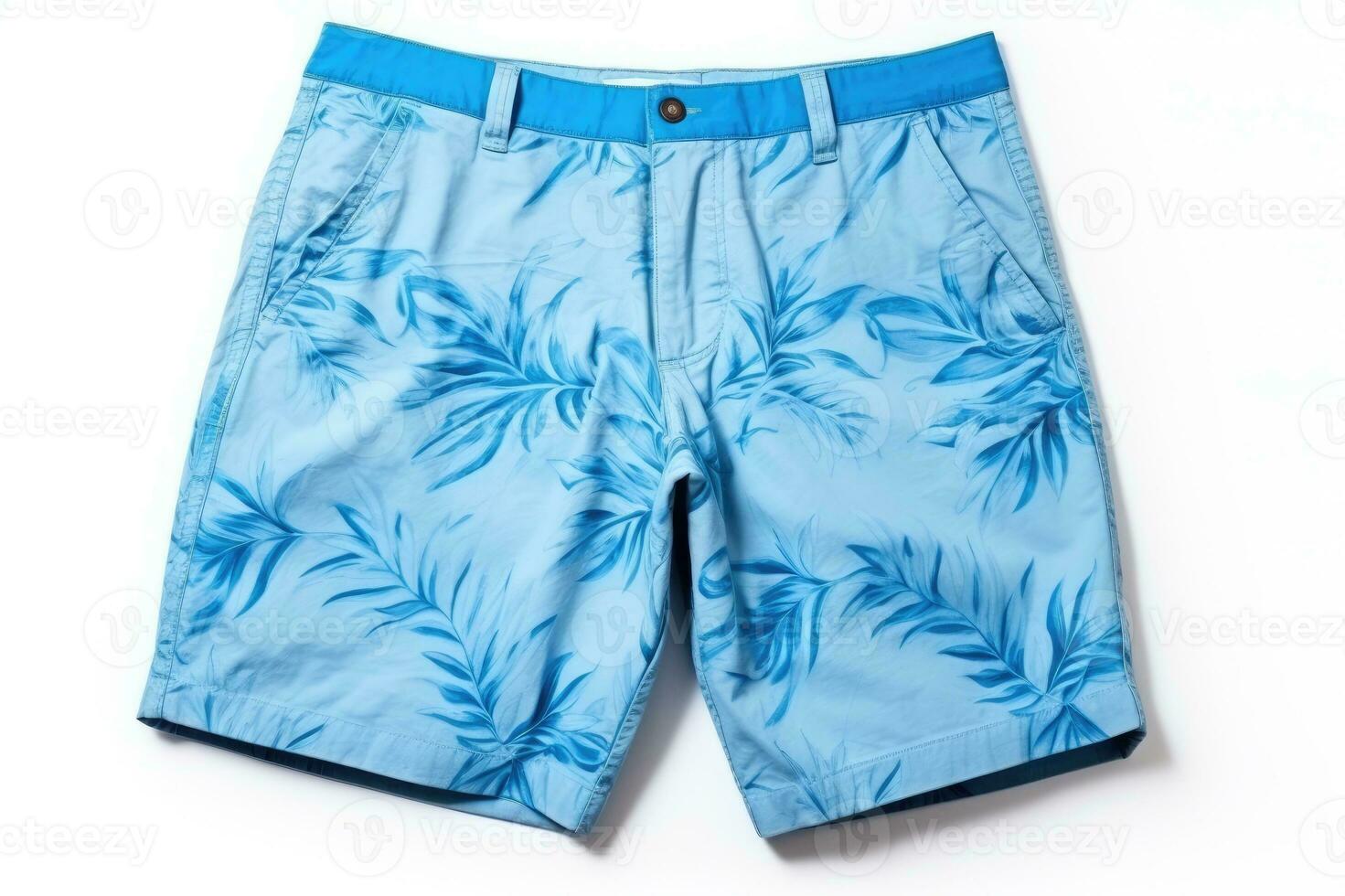 Blue summer shorts isolated on white background. Generative AI photo