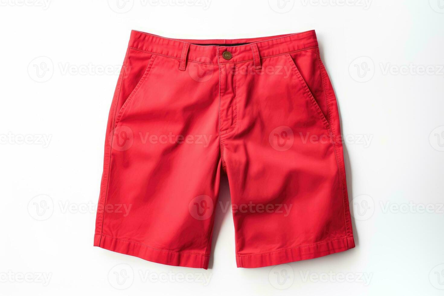 Red summer shorts isolated on white background. Generative AI photo