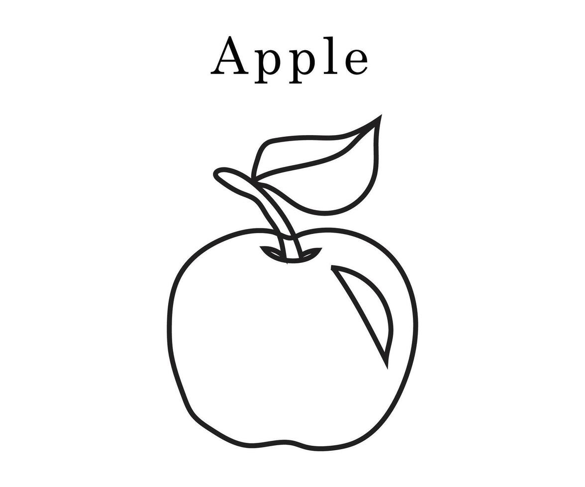 Line drawing of apple with vector illustration 26781505 Vector Art at ...