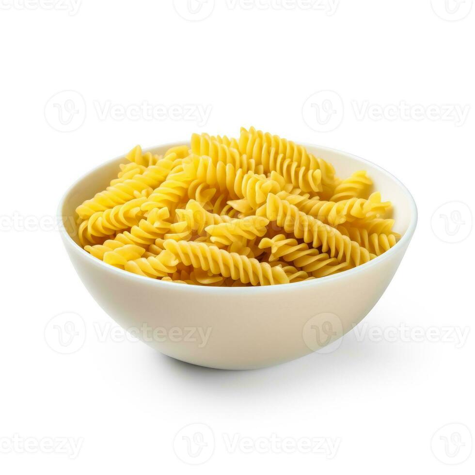 Fusilli pasta isolated on white background side view photo