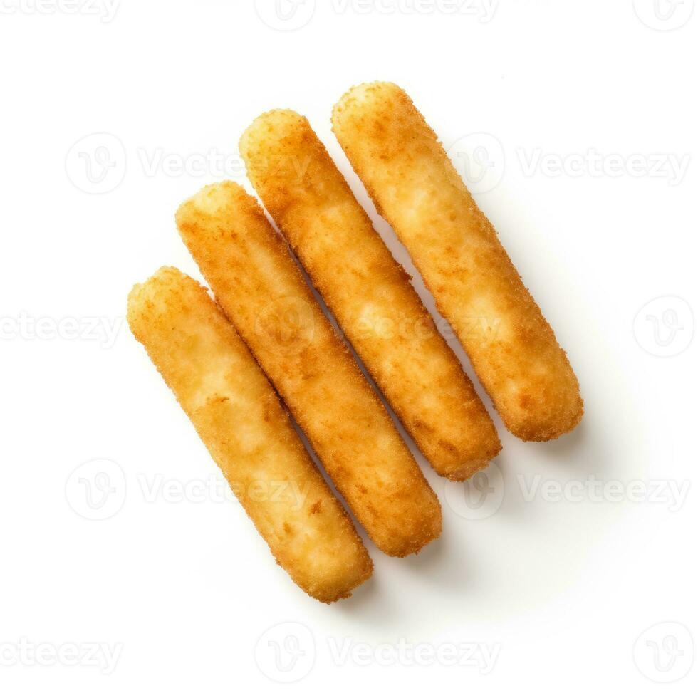 Mozzarella sticks isolated on white background top view photo