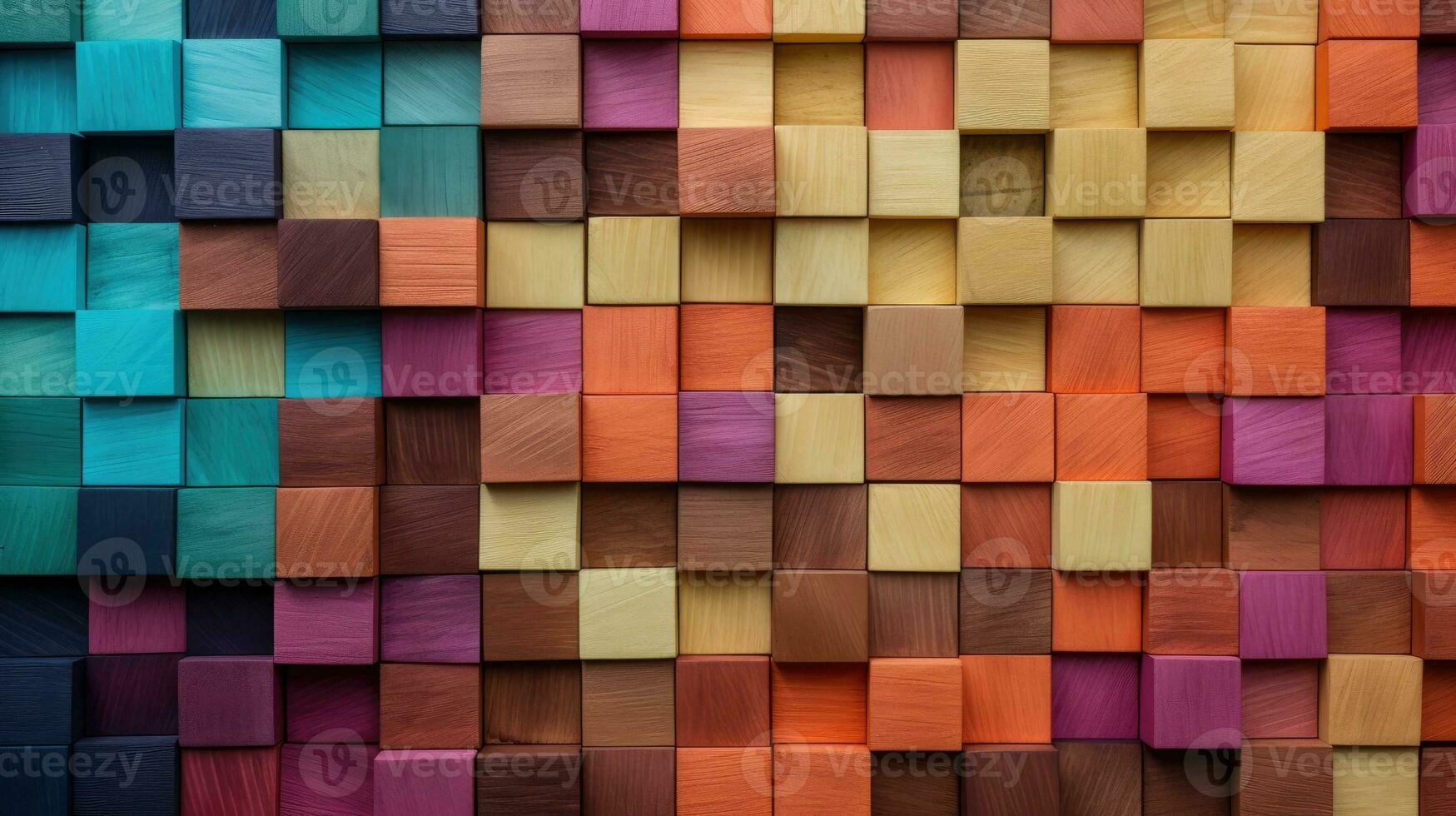 Abstract block stack wooden 3d cubes, colorful wood texture for backdrop photo