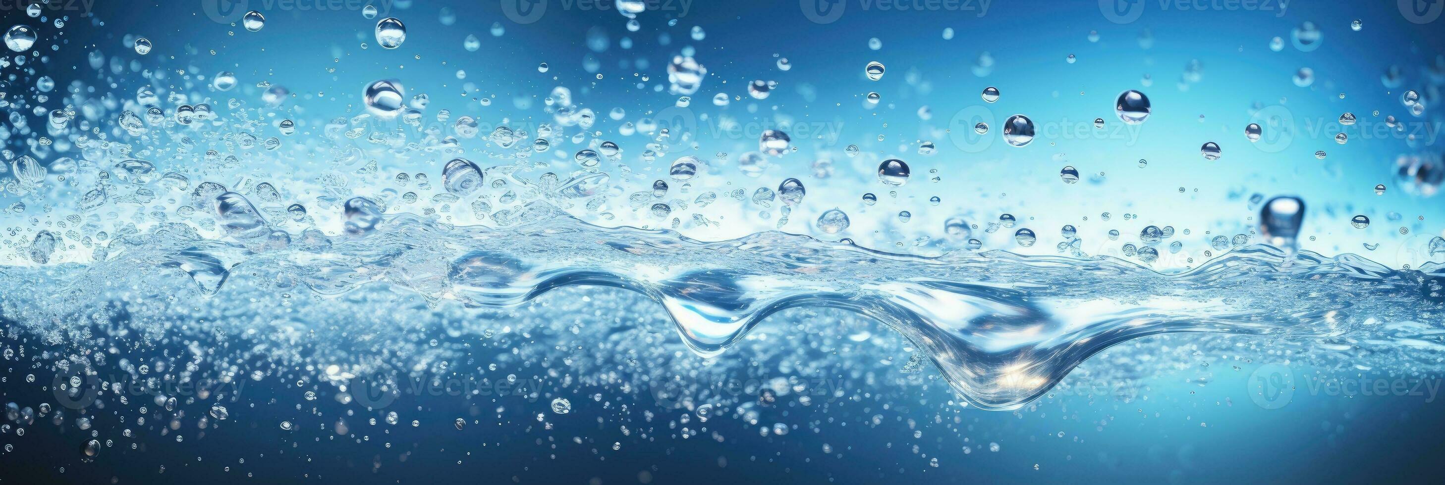 Closeup of bubbling water with water drops splashing up photo