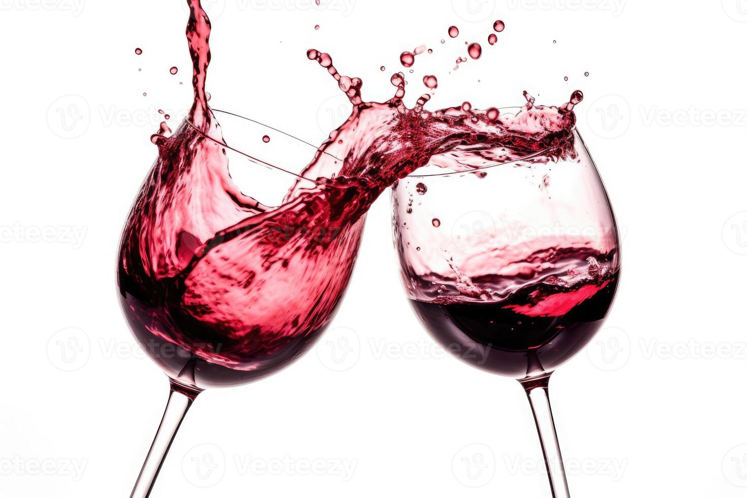 Two glasses of red wine on white background. photo