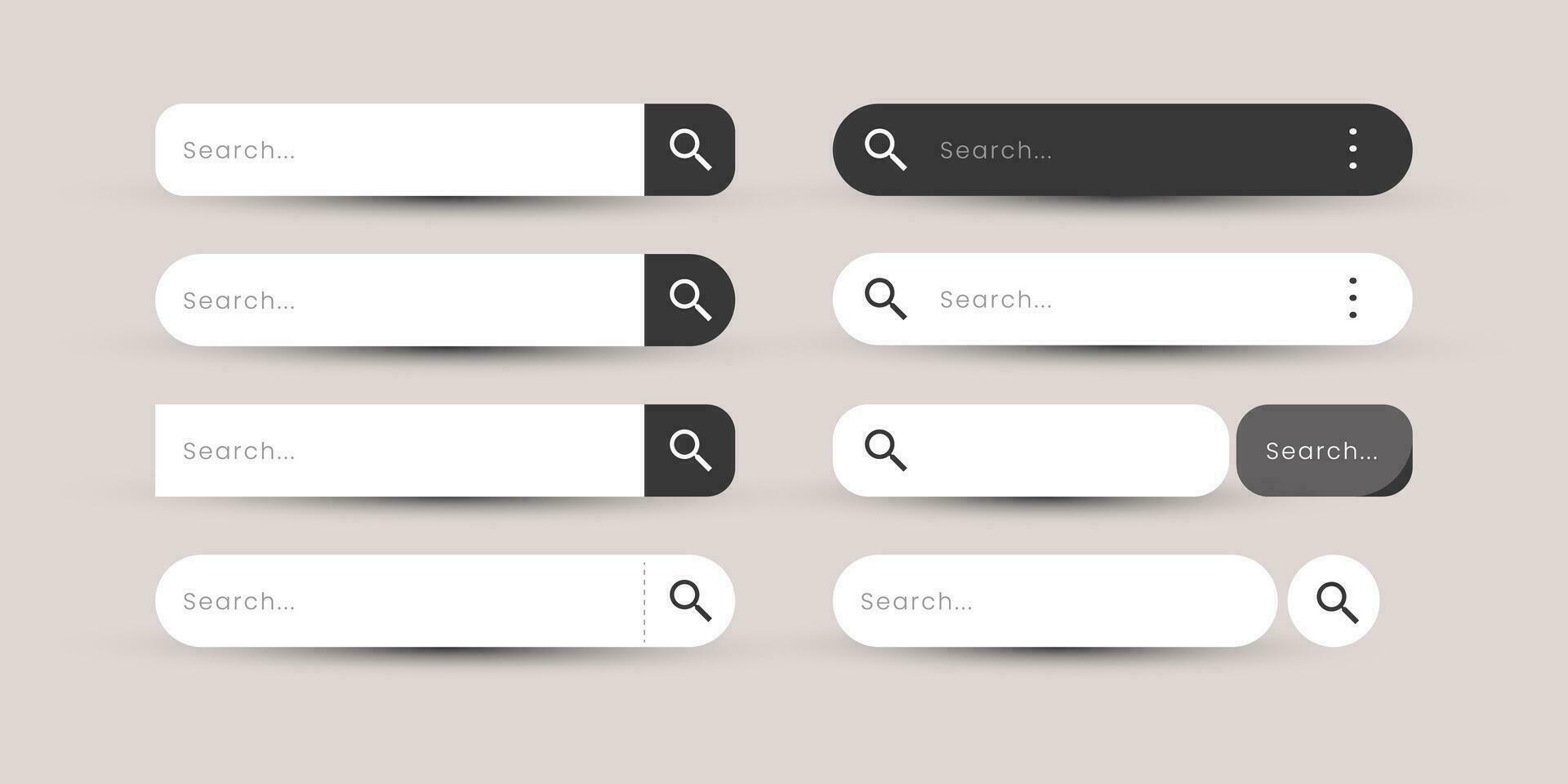 Set of search Bar for ui design elements vector graphic. Search Address and navigation bar icon. Collection of search form templates for websites.