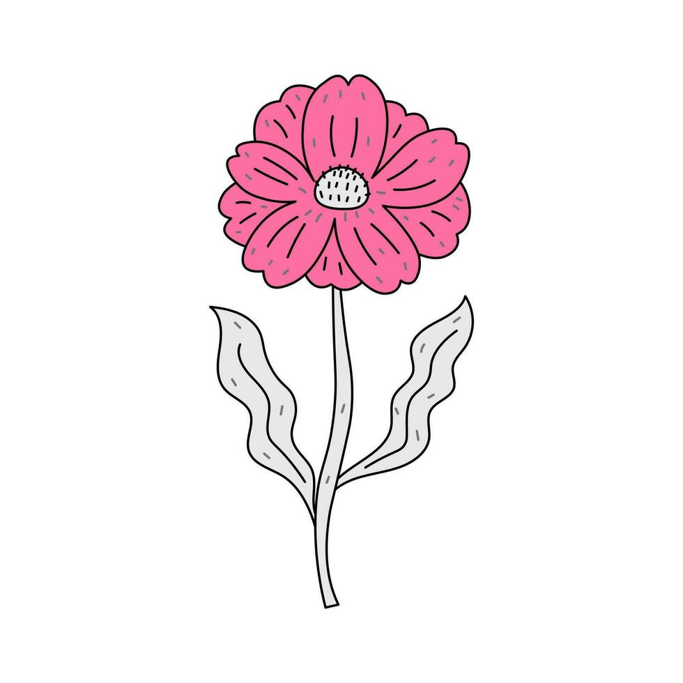 Decorative wavy flower in doodle style vector