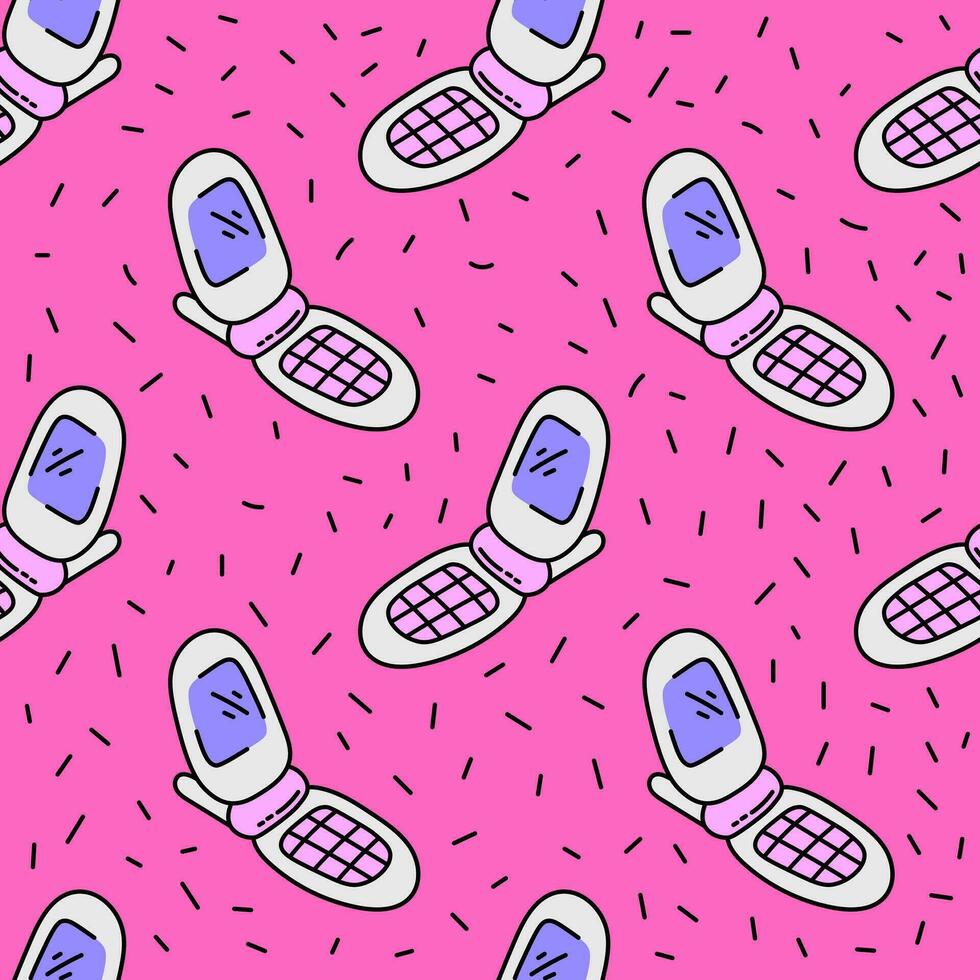 Y2k mobile phone seamless pattern vector