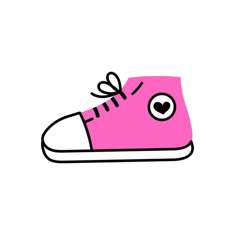 Pink canvas shoe with heart vector