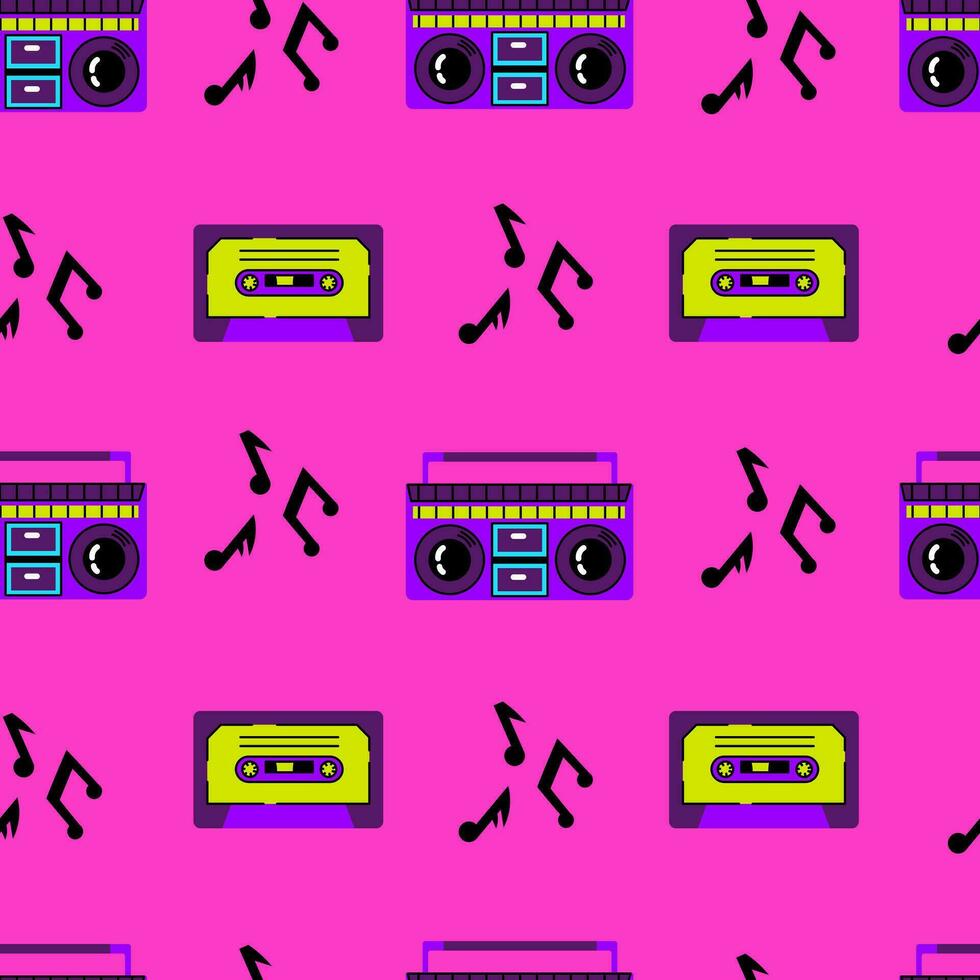 90s music seamless pattern vector