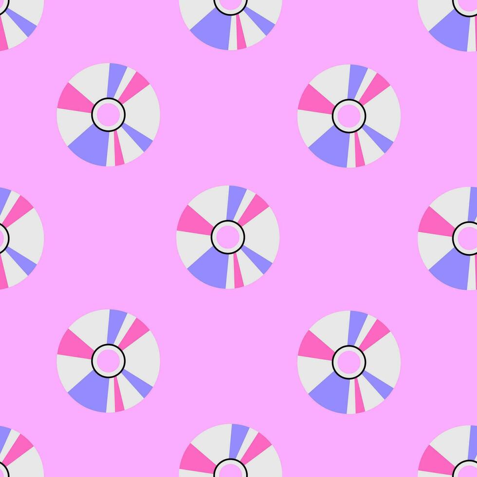 CD disk seamless pattern on pink background vector