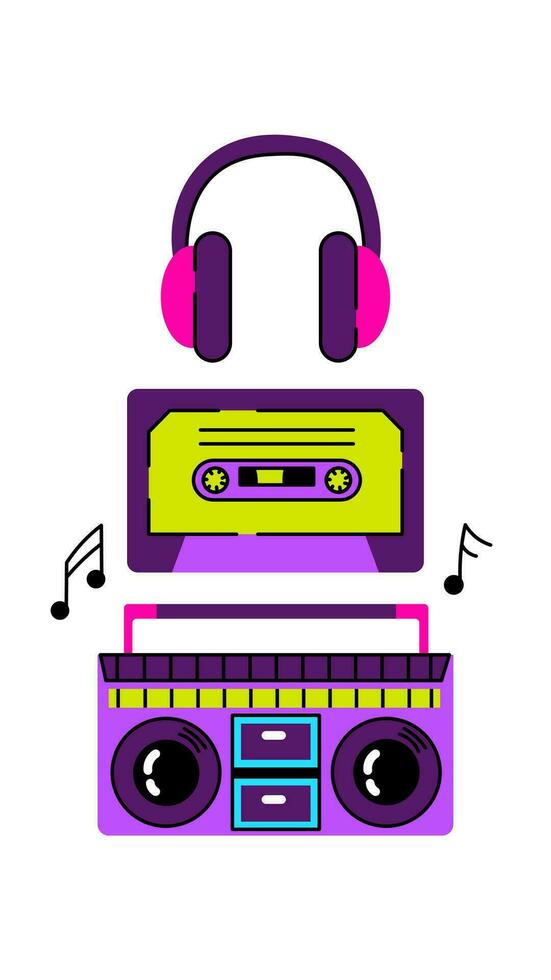 90s music elements set vector