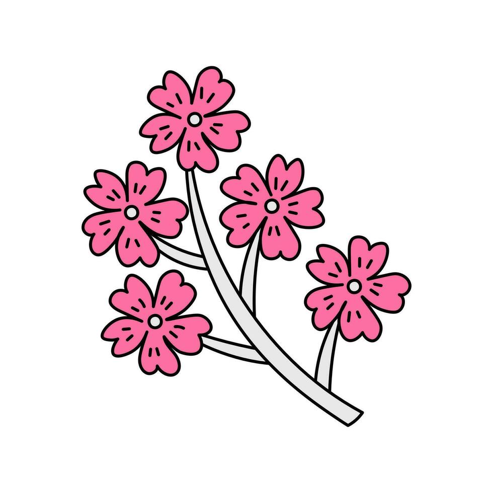 rosado floral rama en garabatear estilo vector