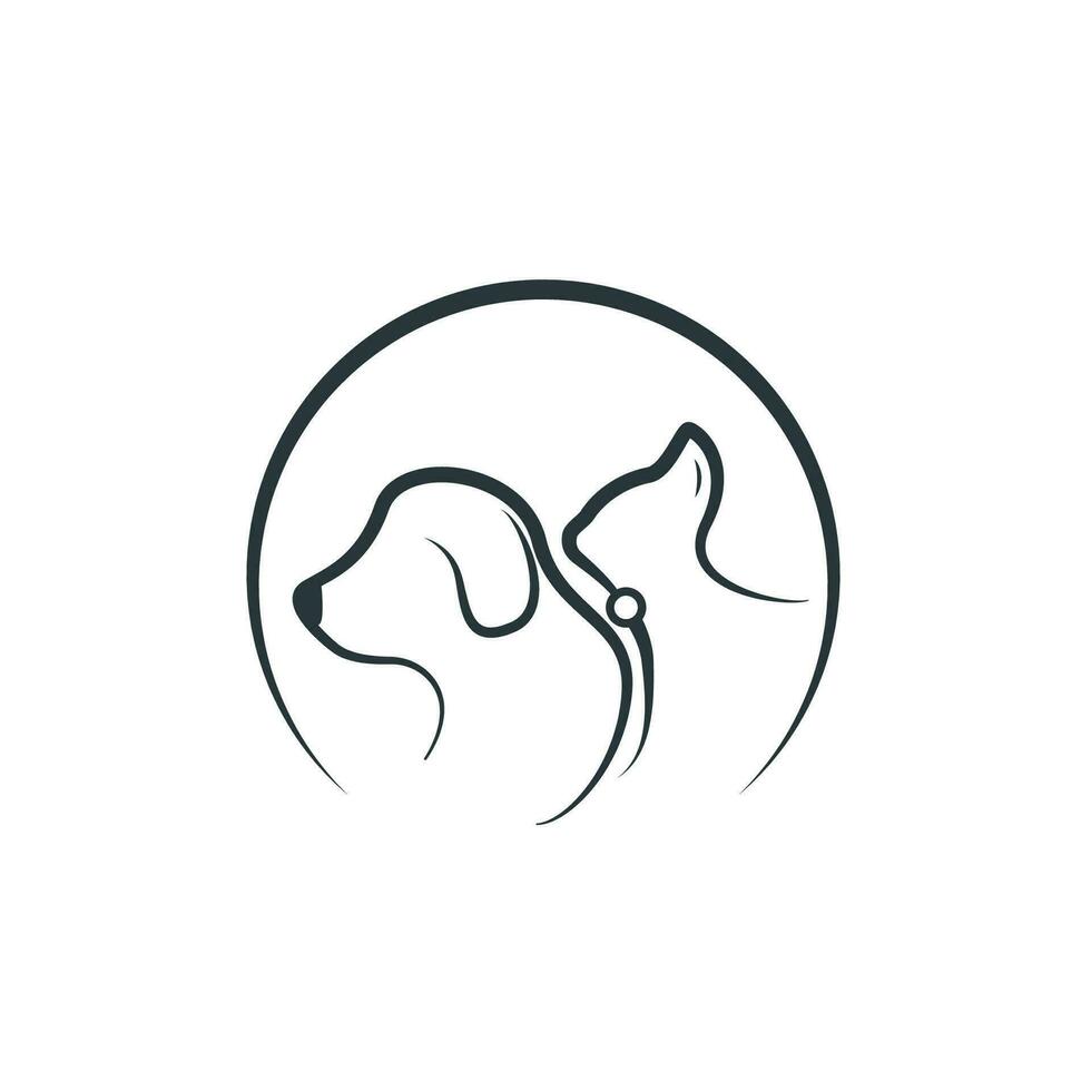 animal mascota cuidado contorno estilo logo diseño. mascota Tienda vector ilustración