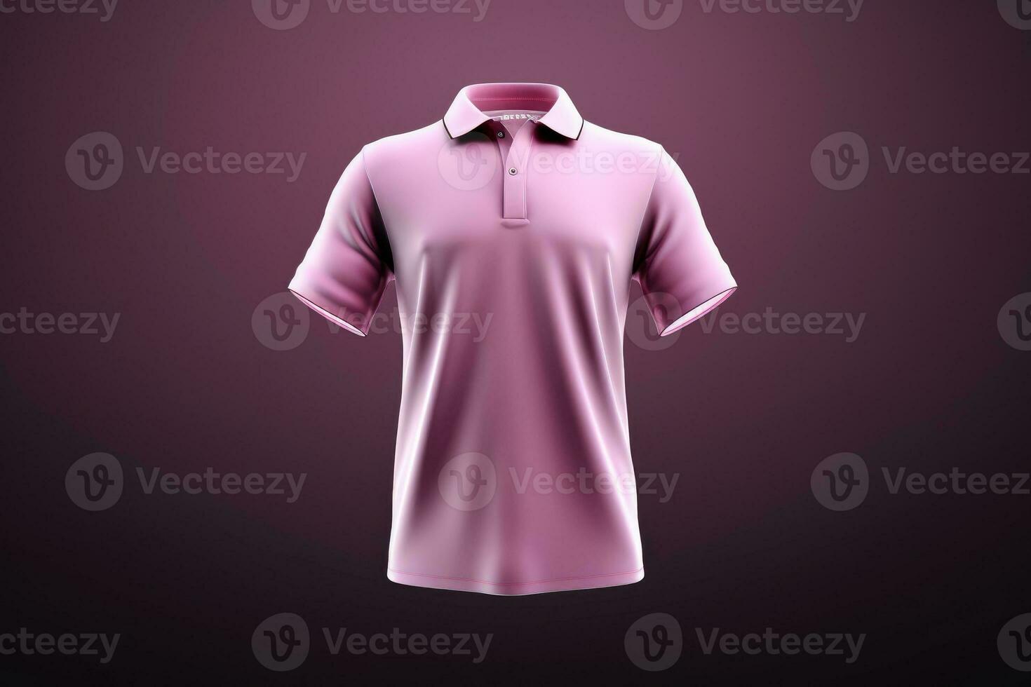 Pink T-shirt with short sleeves and a collar. photo